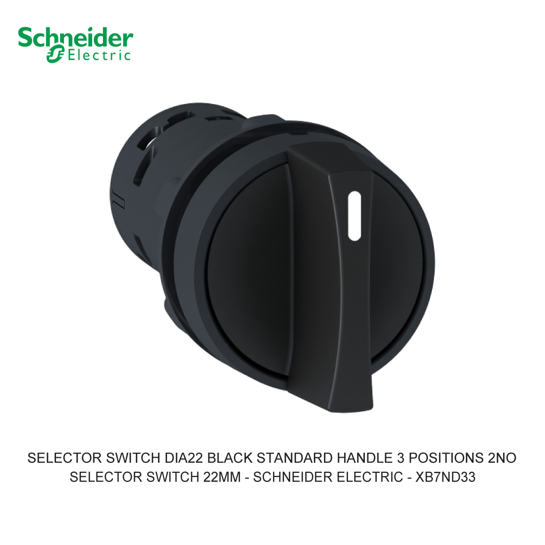 SELECTOR SWITCH DIA22 BLACK STANDARD HANDLE 3 POSITIONS 2NO