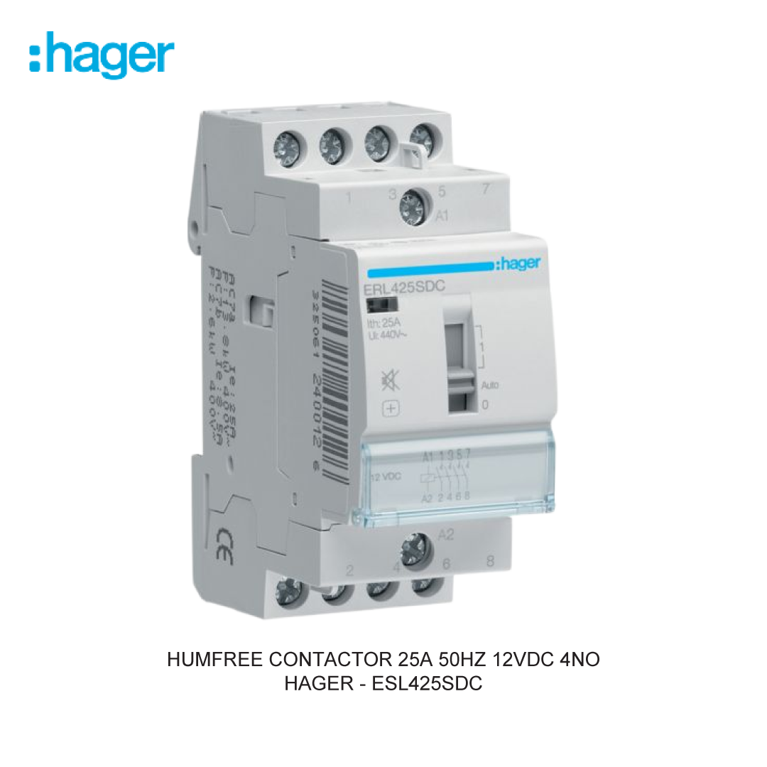 HUMFREE CONTACTOR 25A 50HZ 12VDC 4NO