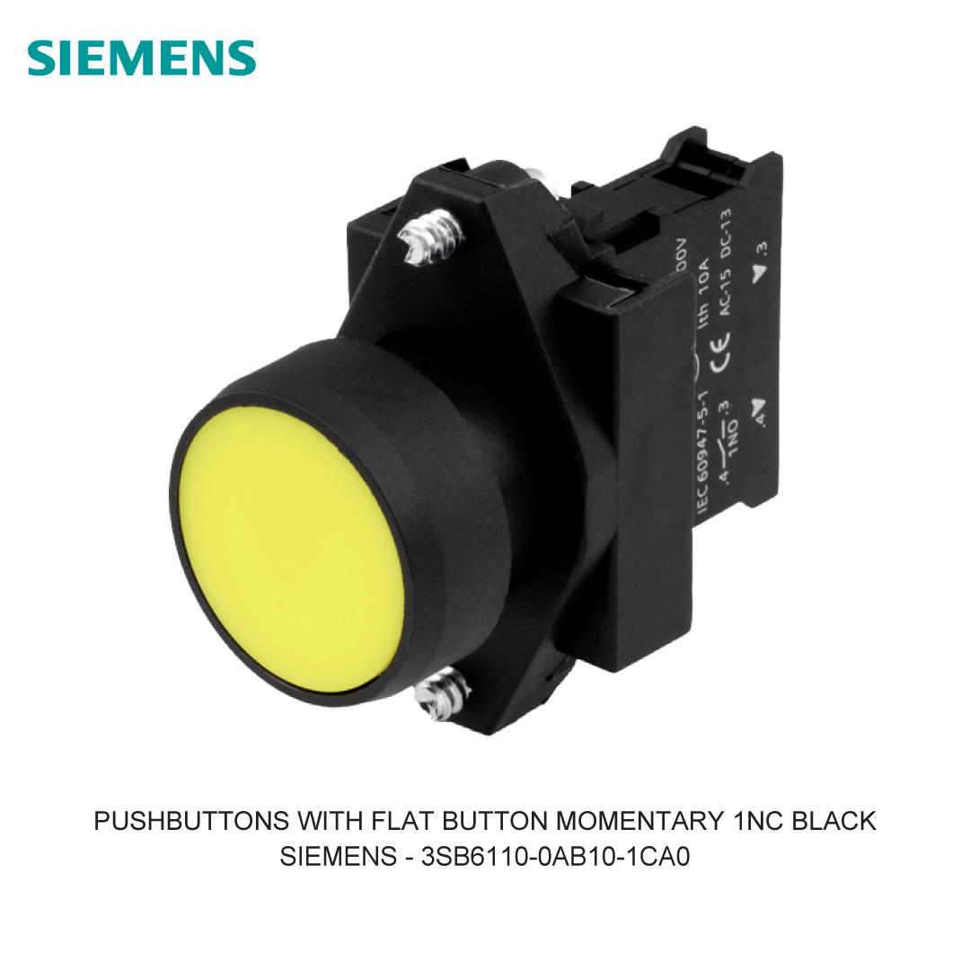 PUSHBUTTONS WITH FLAT BUTTON MOMENTARY 1NC BLACK