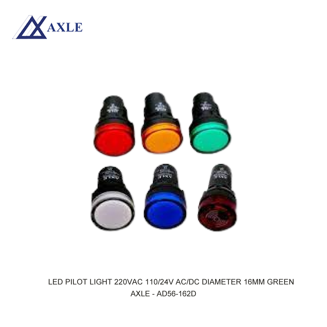 AXLE LED PILOT LIGHT 220VAC 110/24V AC/DC DIAMETER 16MM GREEN
