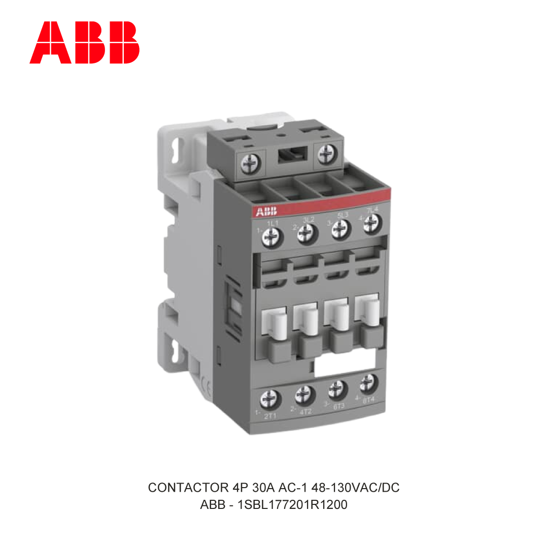 CONTACTOR 4P 30A AC-1 48-130V AC/DC