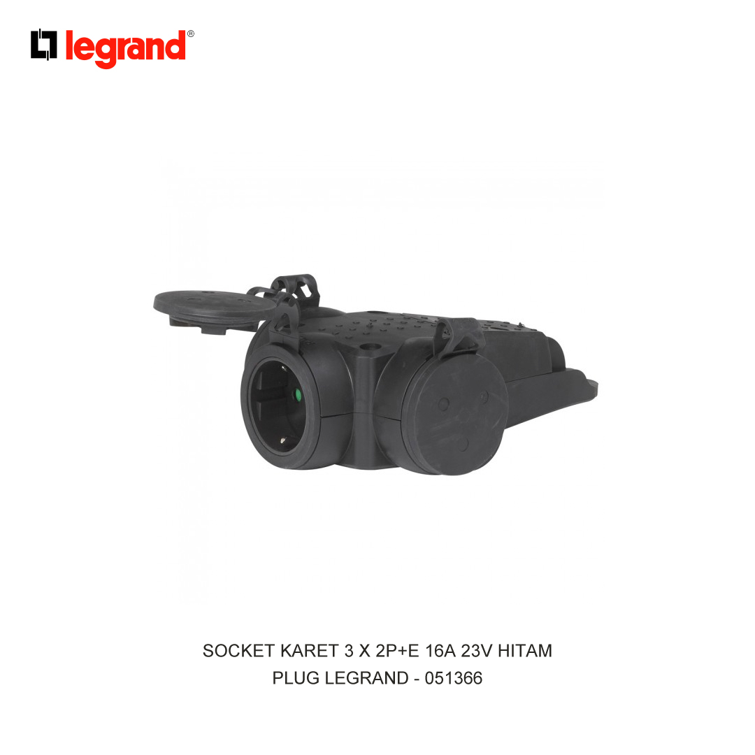 SOCKET KARET 3 X 2P+E 16A 23V HITAM
