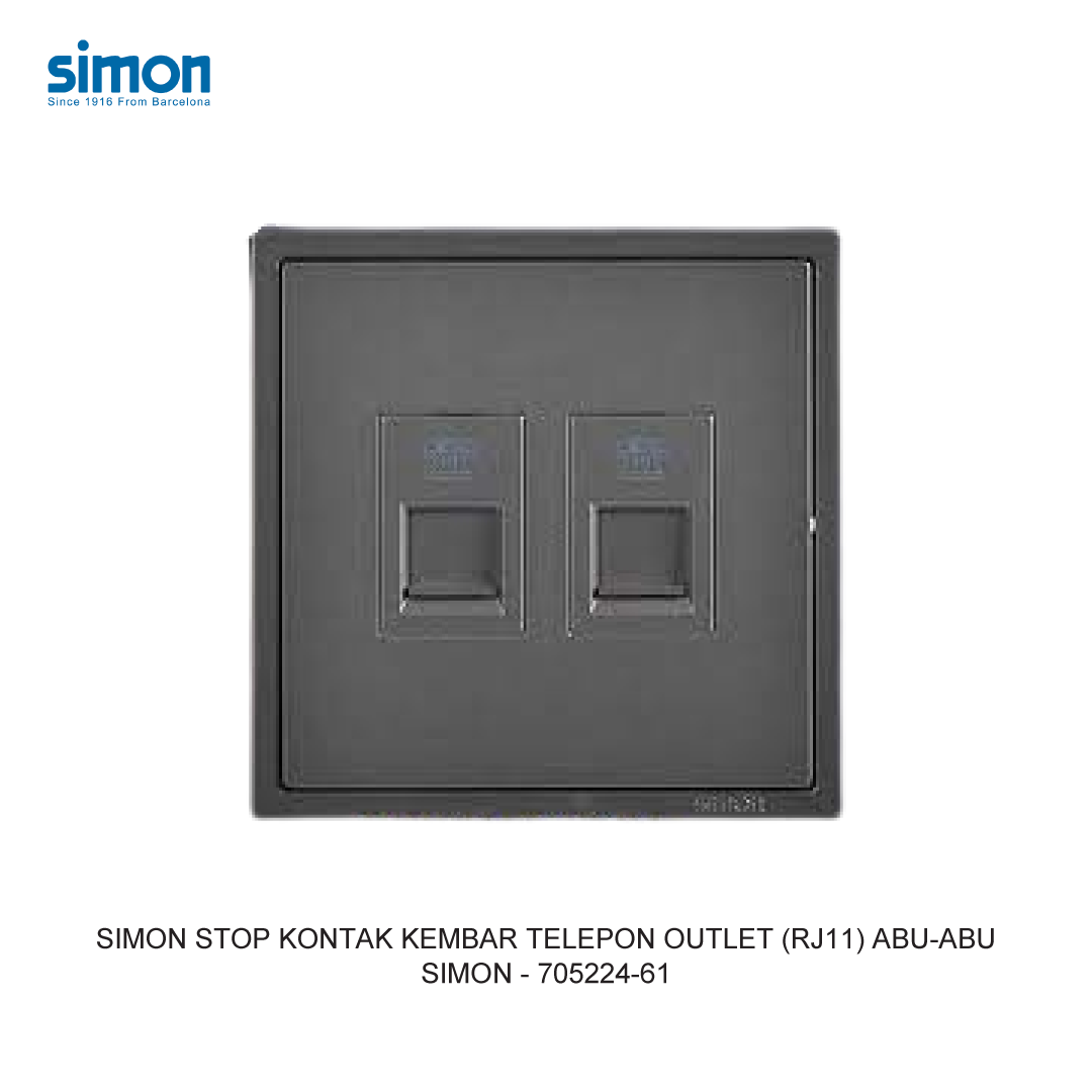 SIMON i7 STOP KONTAK KEMBAR TELEPON OUTLET (RJ11) ABU-ABU