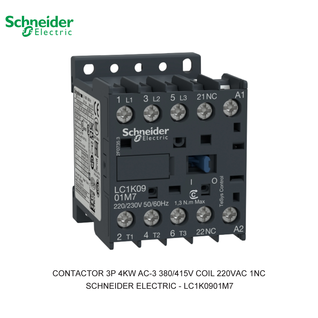 CONTACTOR 3P 4KW AC-3 380/415V COIL 220VAC 1NC