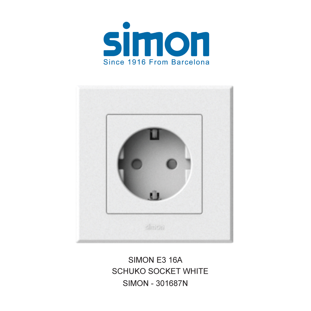 SIMON E3 STOP KONTAK SCHUKO 16A  PUTIH