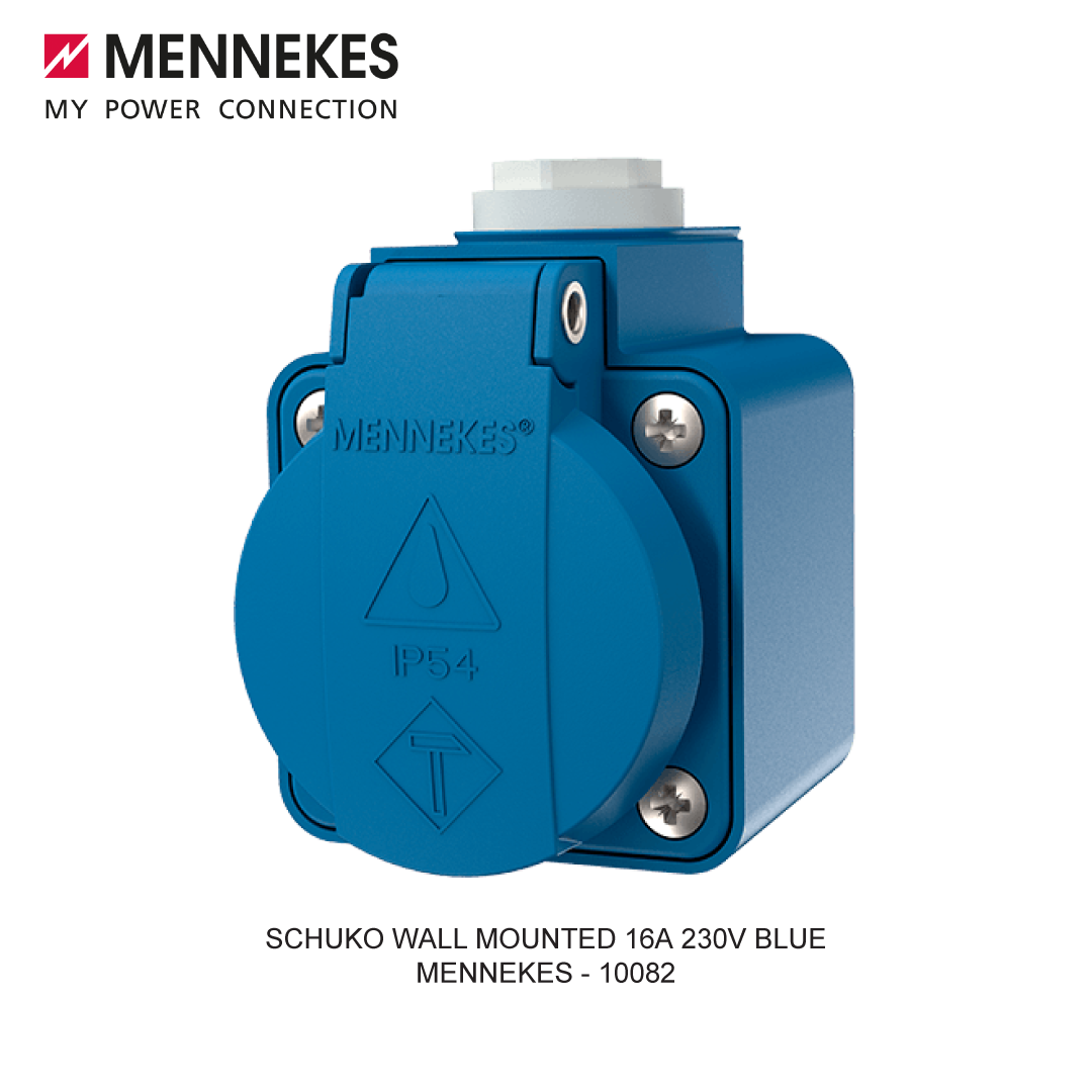 WALL MOUNTED RECEPTACLE SCHUKO 16A 230V BLUE
