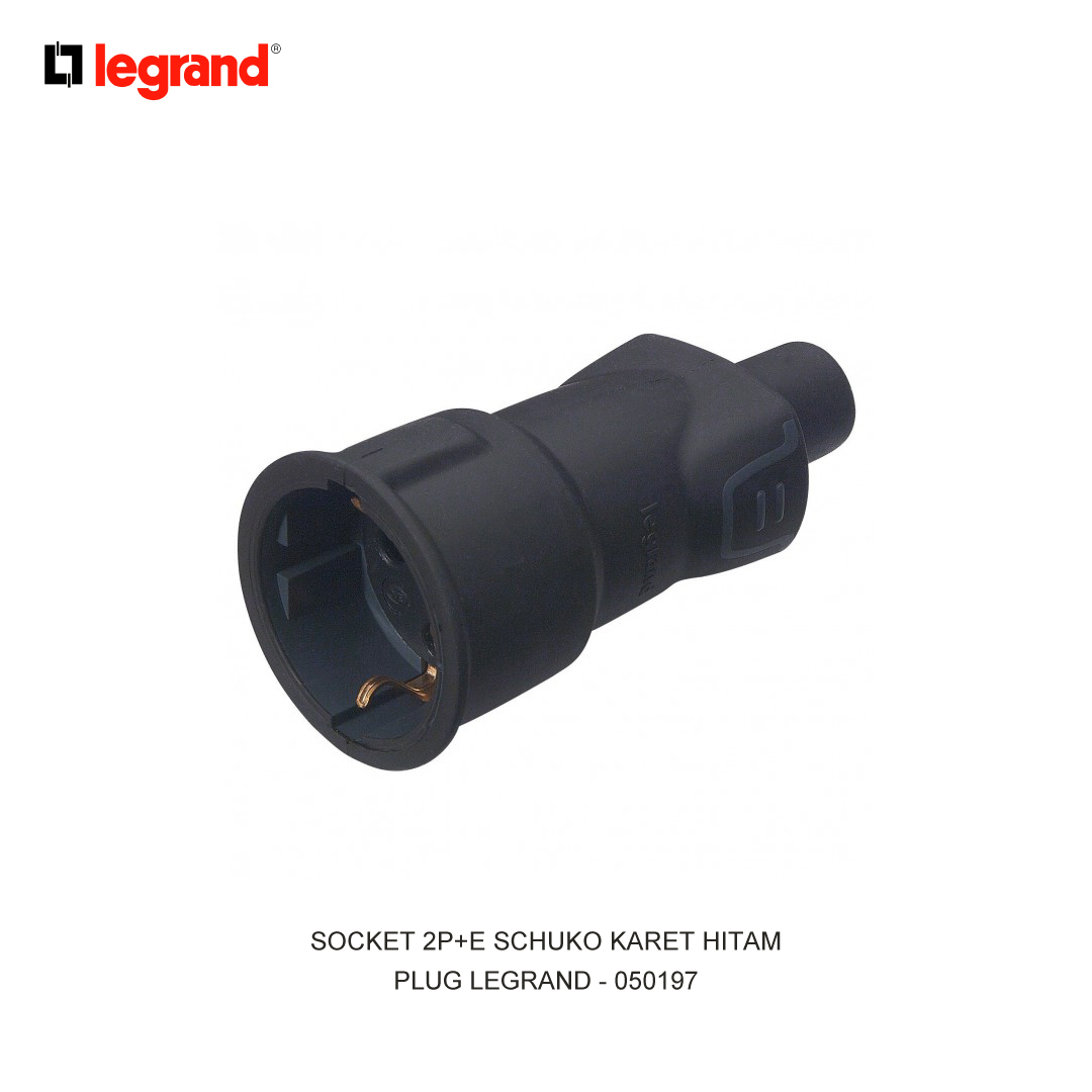 SOCKET 2P+E SCHUKO RUBBER HITAM