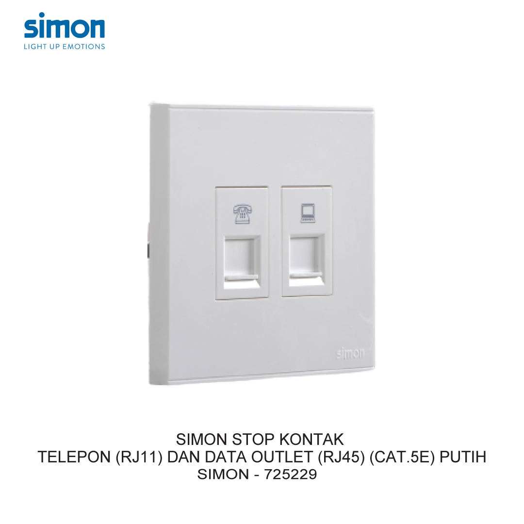 SIMON E6 TELEPHONE (RJ11) AND DATA OUTLET (RJ45) (CAT.5E) WHITE