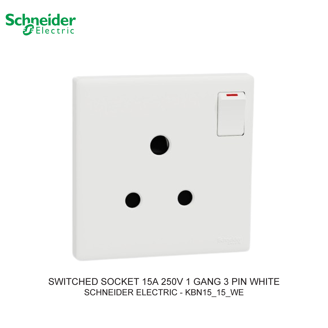 SWITCHED SOCKET 15A 250V 1 GANG 3 PIN PUTIH VIVACE E
