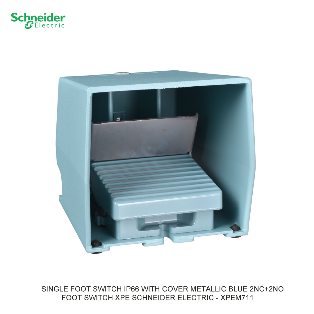 SINGLE FOOT SWITCH IP66 WITH COVER METALLIC BLUE 2NC+2NO