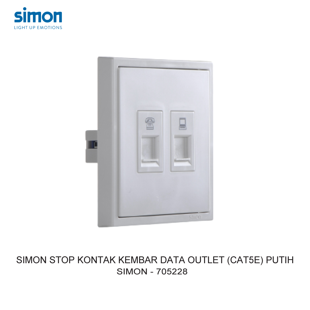 SIMON i7 STOP KONTAK KEMBAR DATA OUTLET (CAT5E) PUTIH