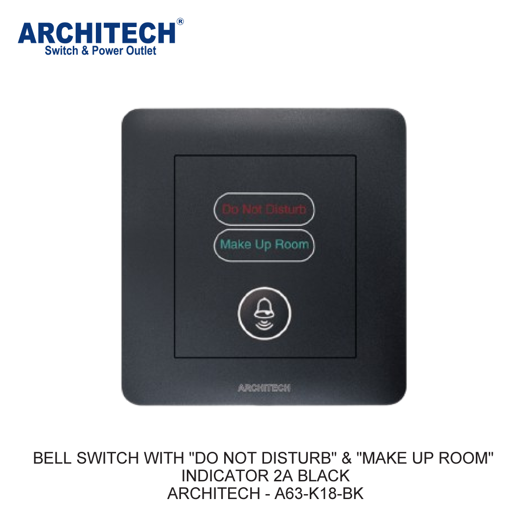 SAKLAR BEL DENGAN INDIKATOR "DO NOT DISTURB" & "MAKE UP ROOM" 2A HITAM