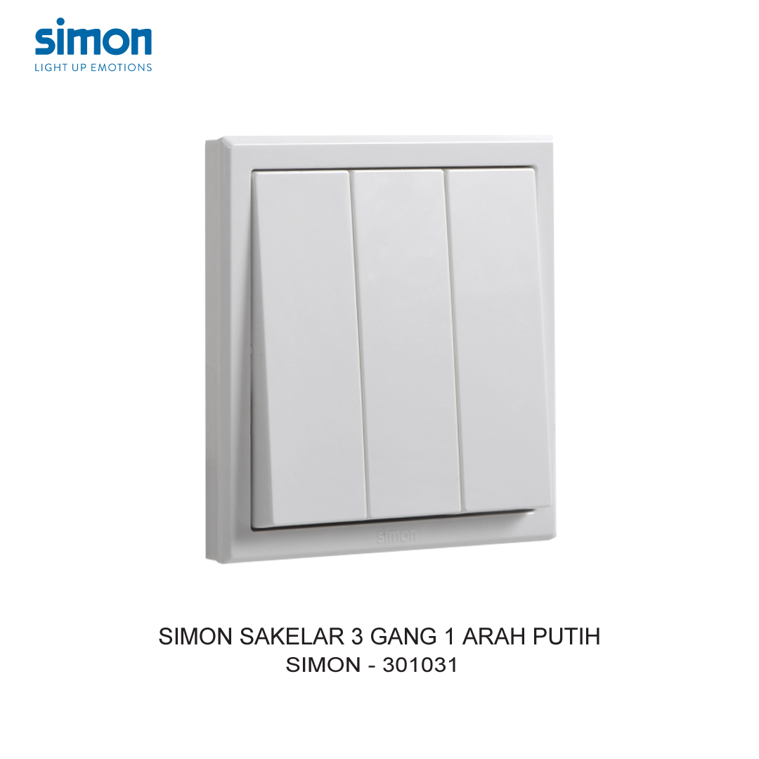 SIMON E3 SAKELAR 3 GANG 1 ARAH PUTIH