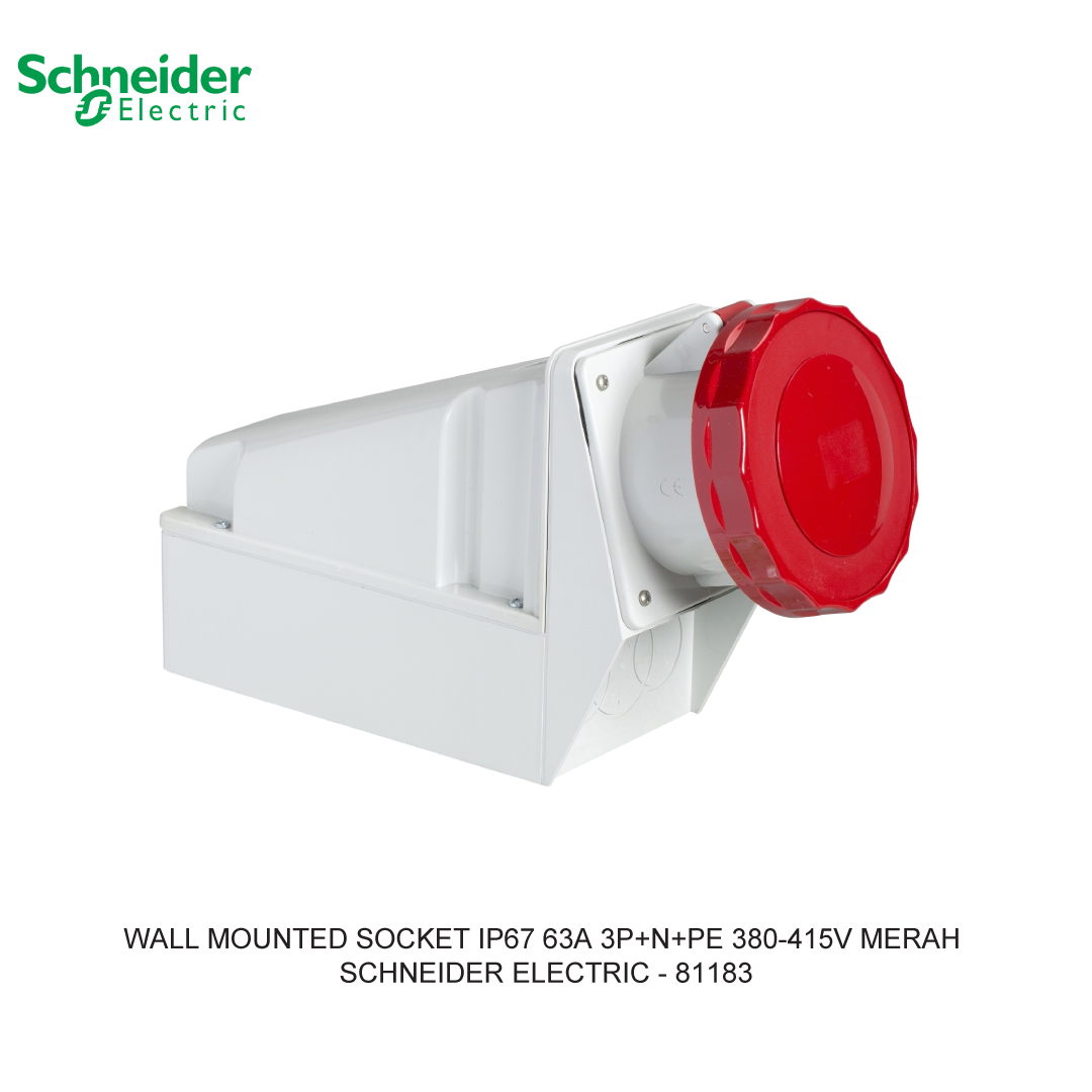 WALL MOUNTED SOCKET IP67 63A 3P+N+PE 380-415V MERAH