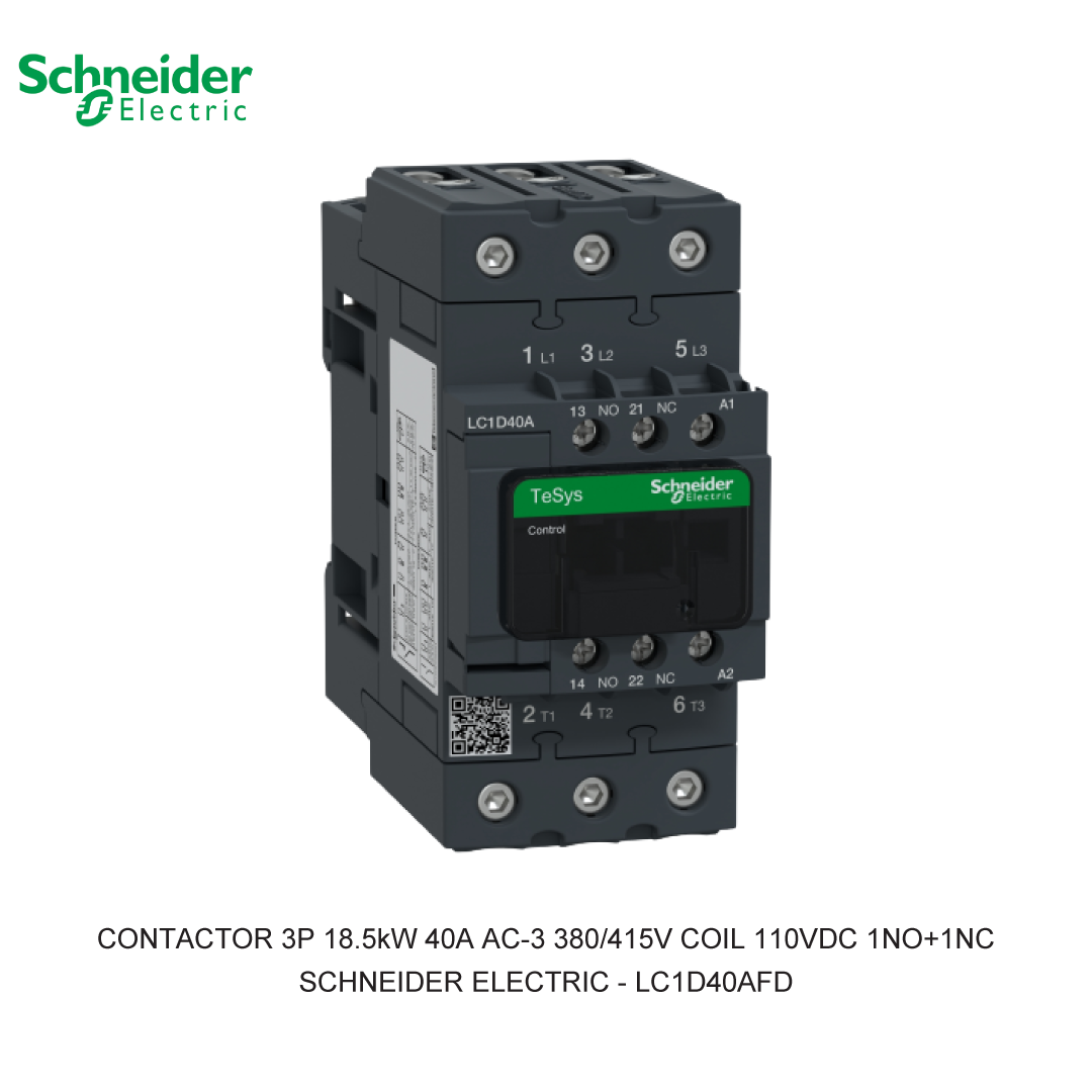 CONTACTOR 3P 18.5kW 40A AC-3 380/415V COIL 110VDC 1NO+1NC