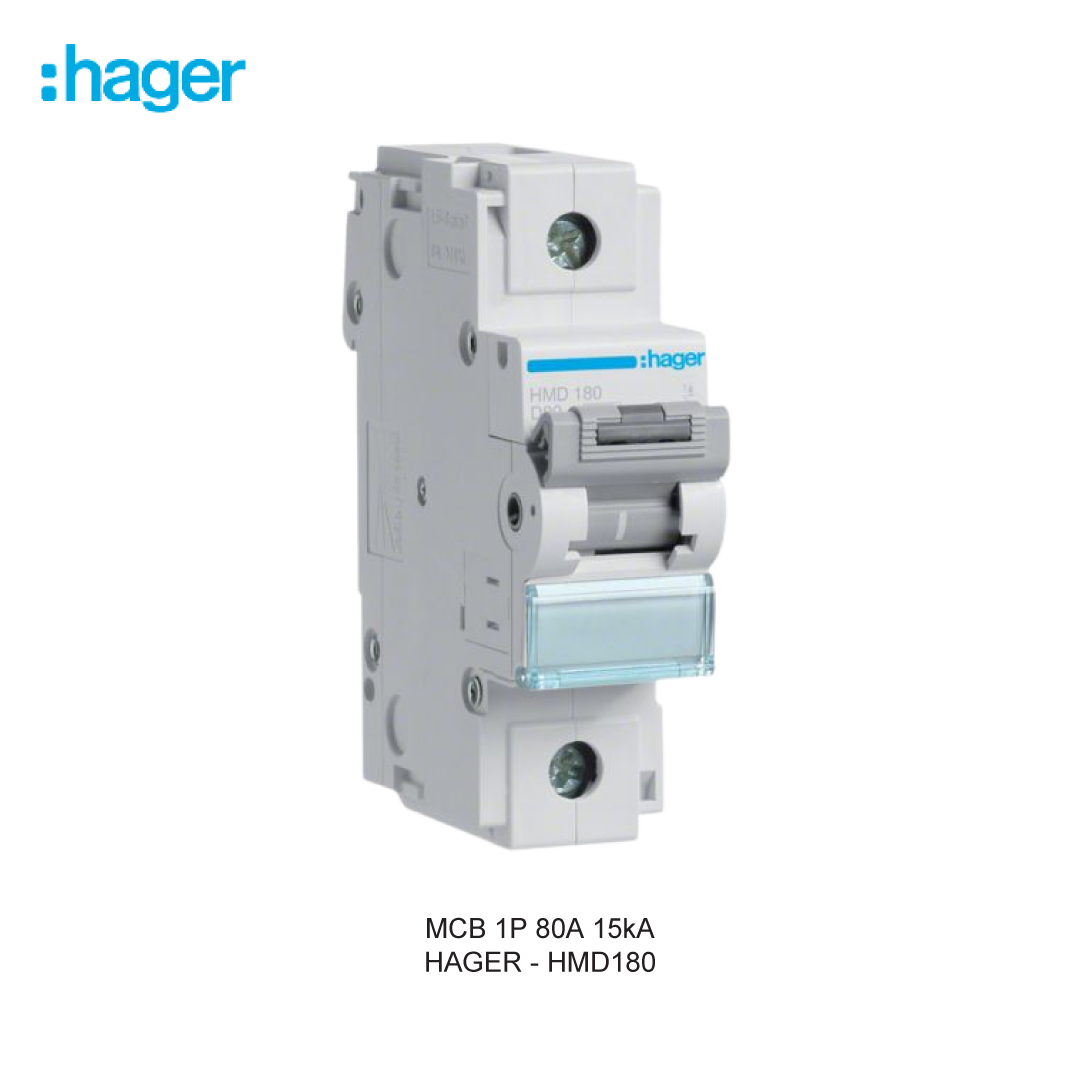 HAGER MCB 1P 80A 15kA CURVA D