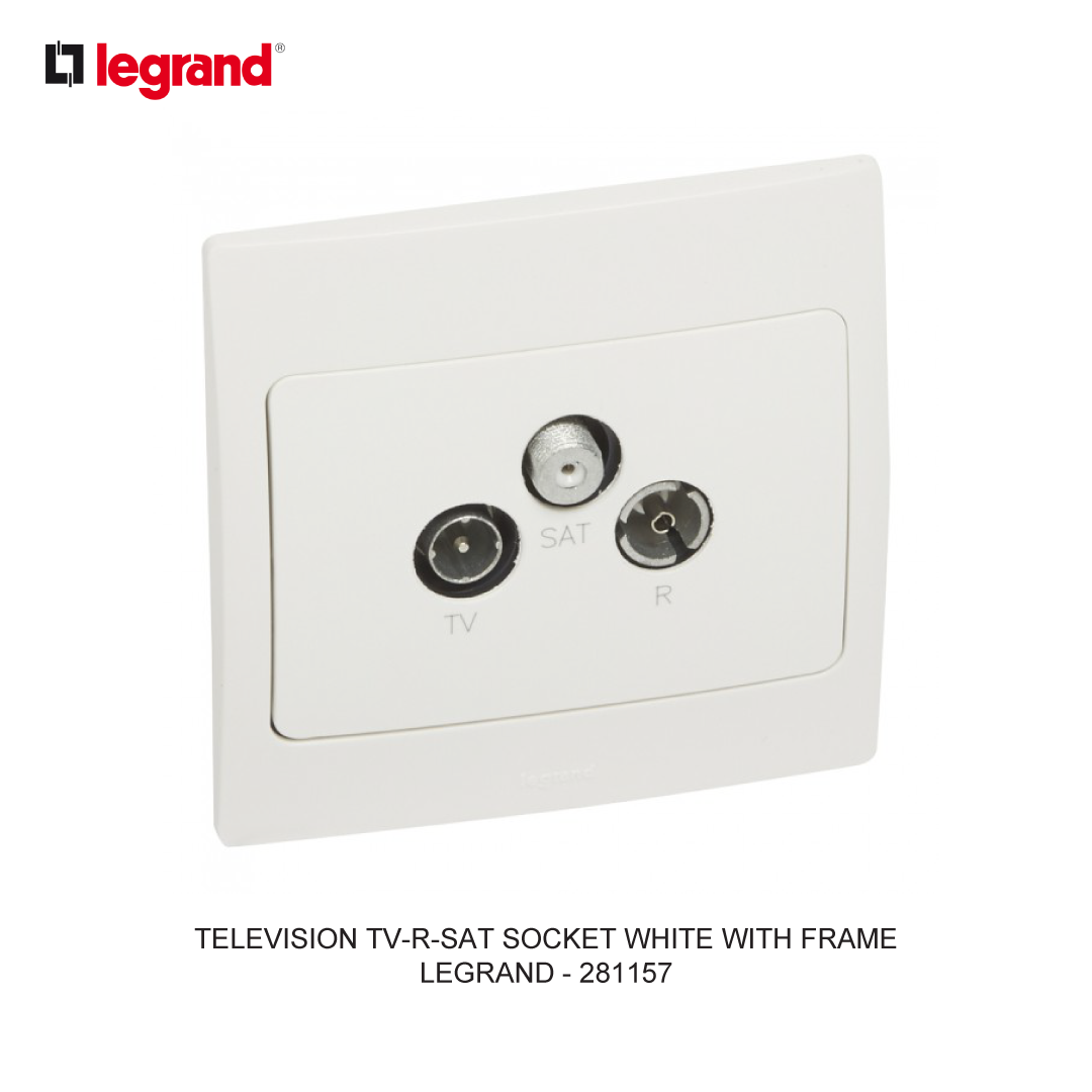 TELEVISION TV-R-SAT SOCKET WHITE WITH FRAME
