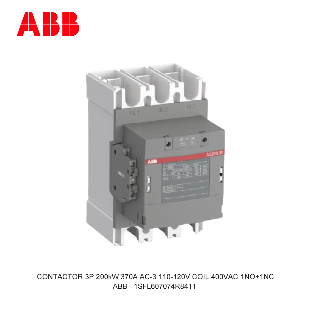 CONTACTOR 3P 200kW 370A AC-3 110-120V COIL 400VAC 1NO+1NC