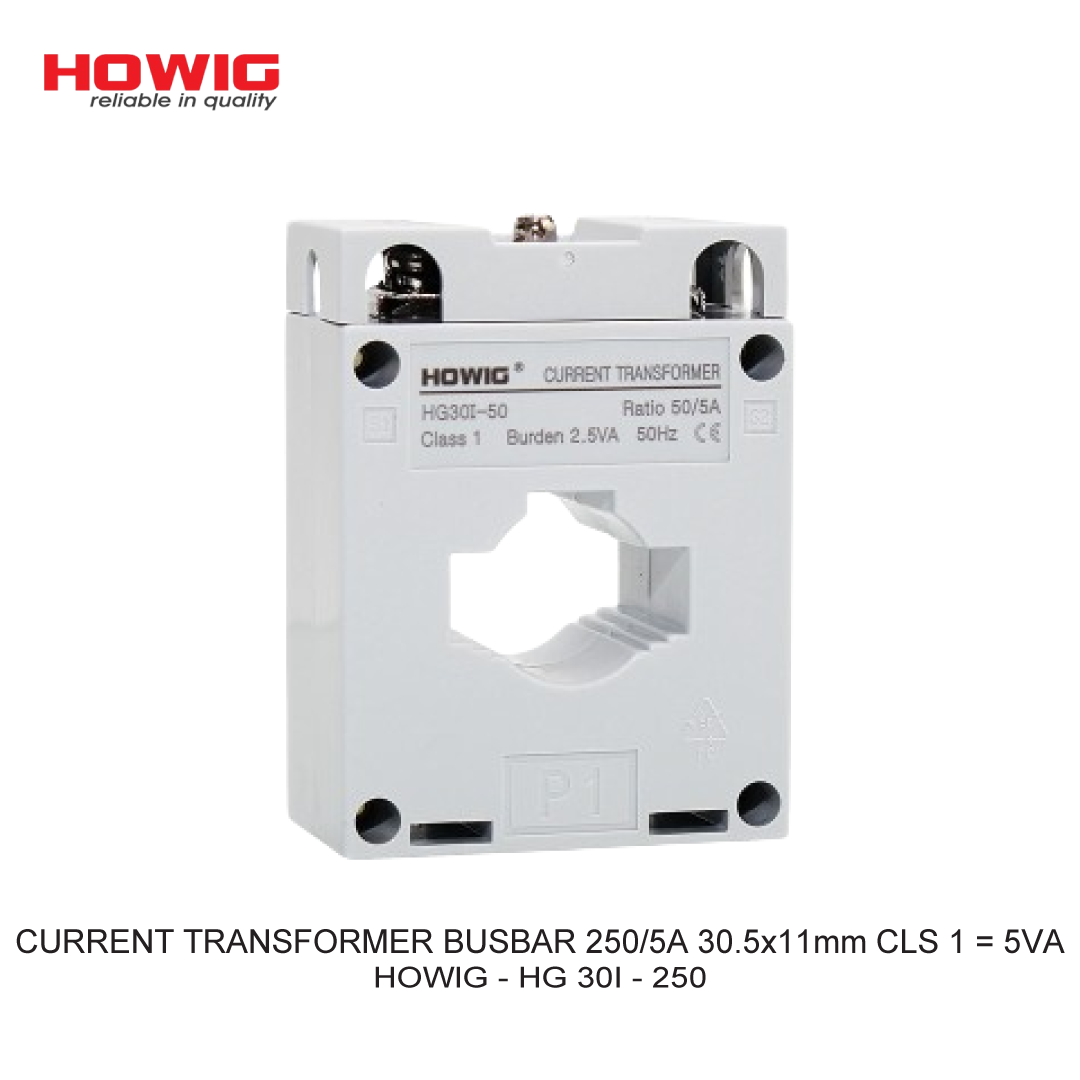 CURRENT TRANSFORMER BUSBAR 250/5A 30.5x11mm CLS 1 = 5VA