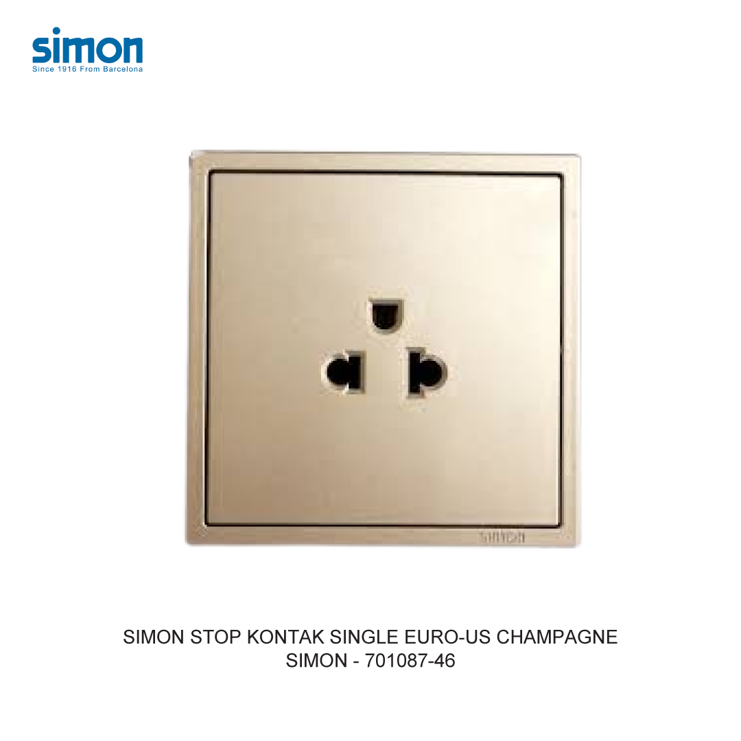 SIMON i7 STOP KONTAK SINGLE EURO-US CHAMPAGNE