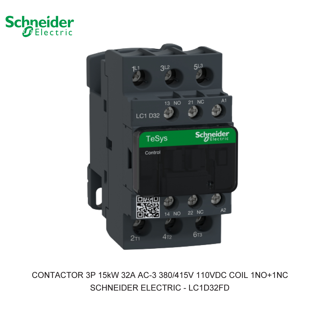 CONTACTOR 3P 15kW 32A AC-3 380/415V 110VDC COIL 1NO+1NC
