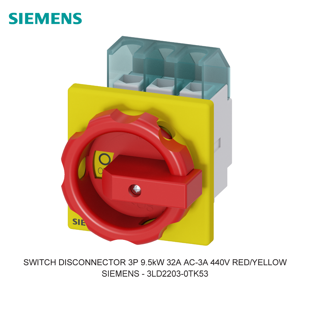 SWITCH DISCONNECTOR 3P 9.5kW 32A AC-3A 440V RED/YELLOW