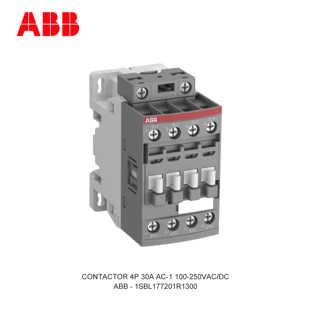 CONTACTOR 4P 30A AC-1 100-250V AC/DC