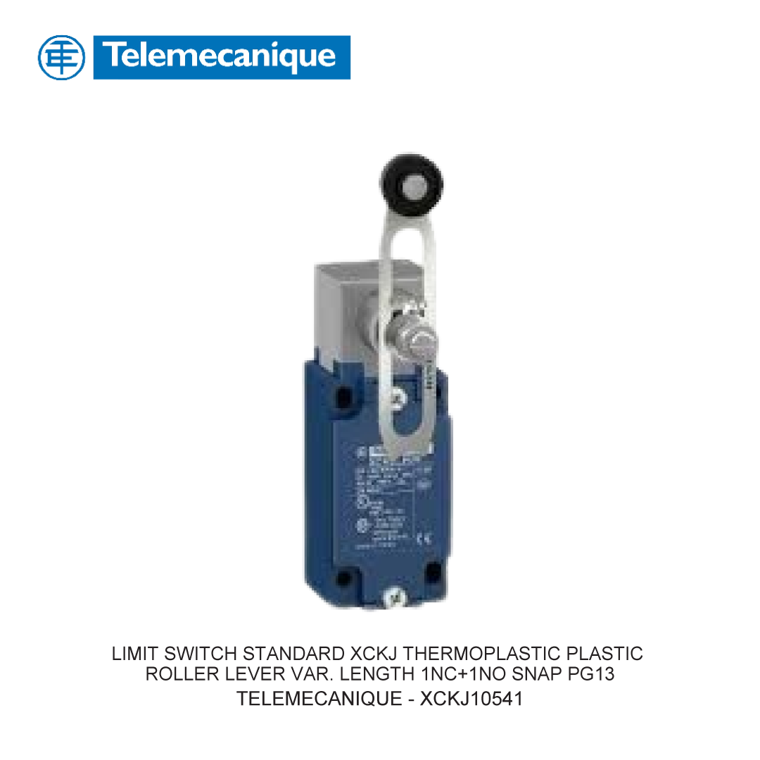 LIMIT SWITCH STANDARD XCKJ THERMOPLASTIC PLASTIC ROLLER LEVER VAR. LENGTH 1NC+1NO SNAP PG13