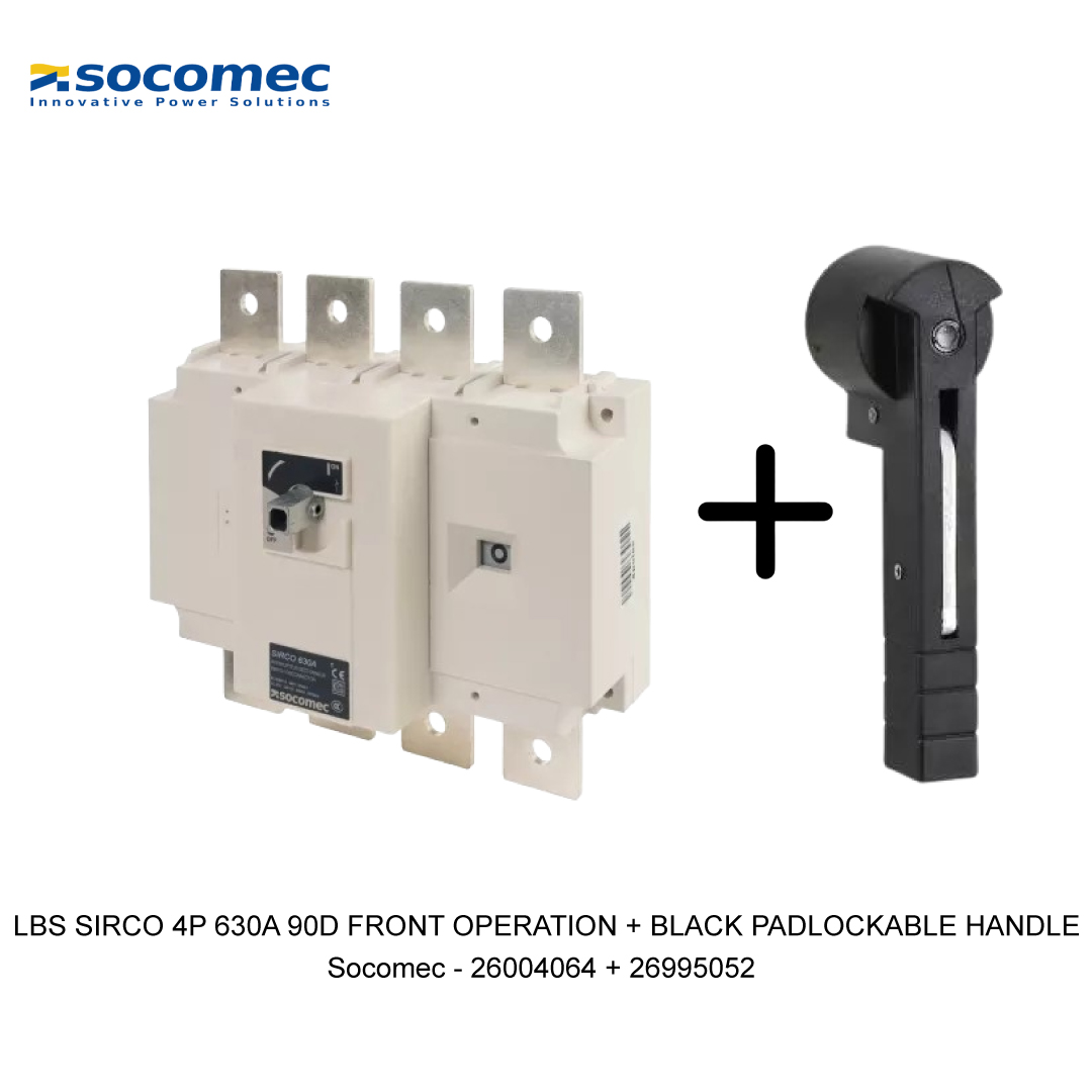 LBS SIRCO 4P 630A 90D FRONT OPERATION + BLACK PADLOCKABLE HANDLE