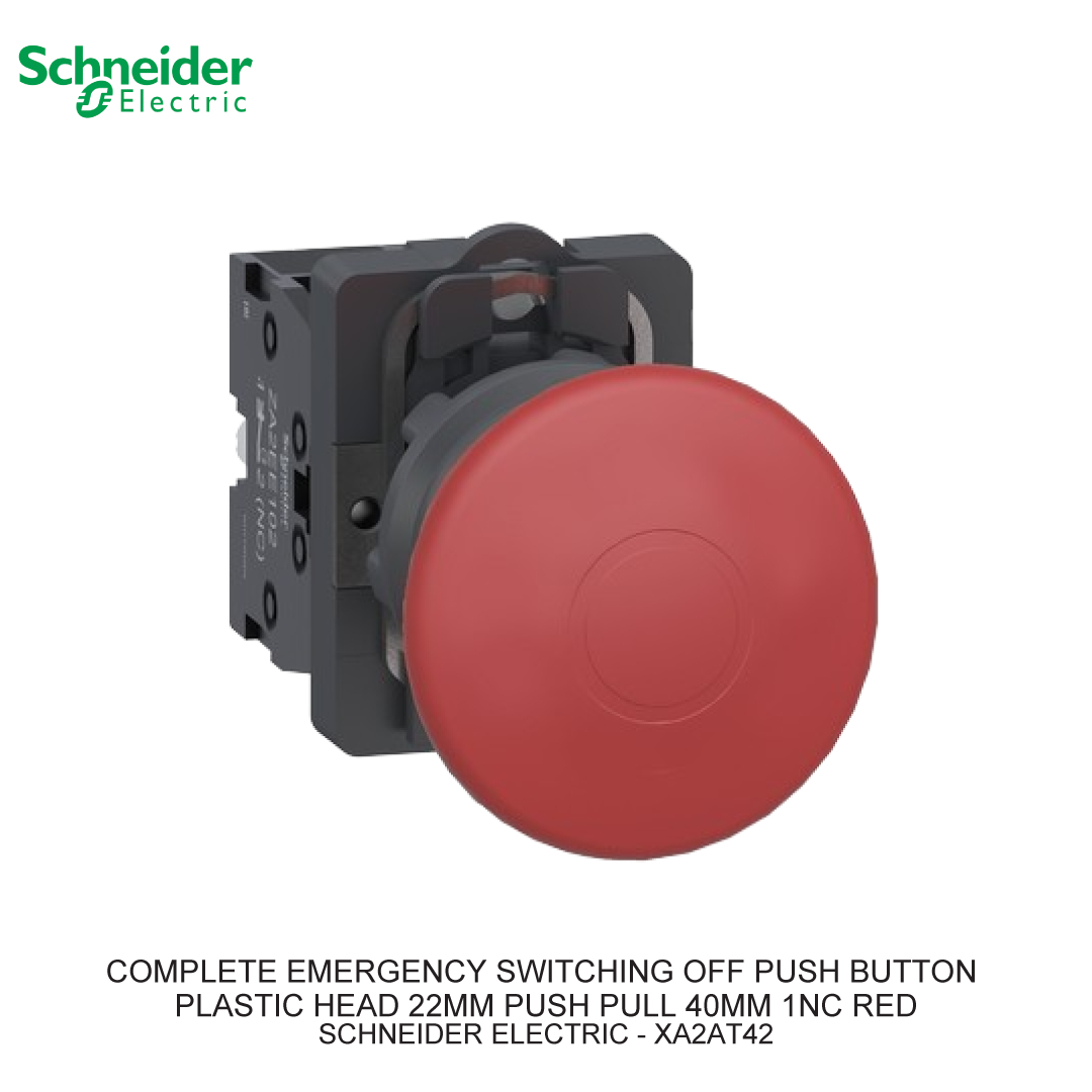 COMPLETE EMERGENCY SWITCHING OFF PUSH BUTTON PLASTIC HEAD 22MM PUSH PULL 40MM 1NC RED
