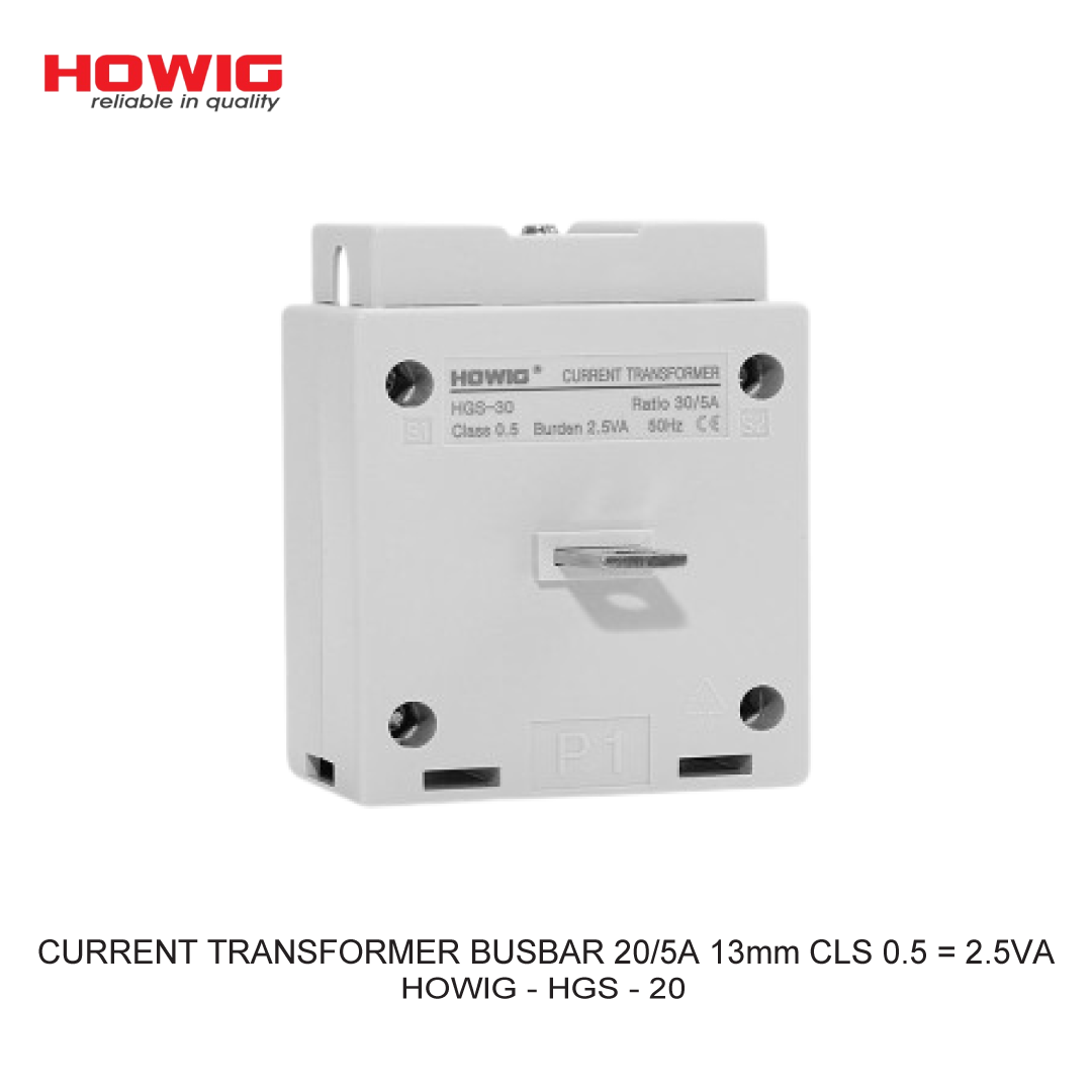 CURRENT TRANSFORMER BUSBAR 20/5A 13mm CLS 0.5 = 2.5VA