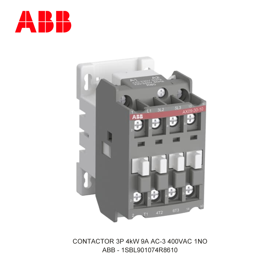 CONTACTOR 3P 4kW 9A AC-3 400-415V COIL 400VAC 1NO