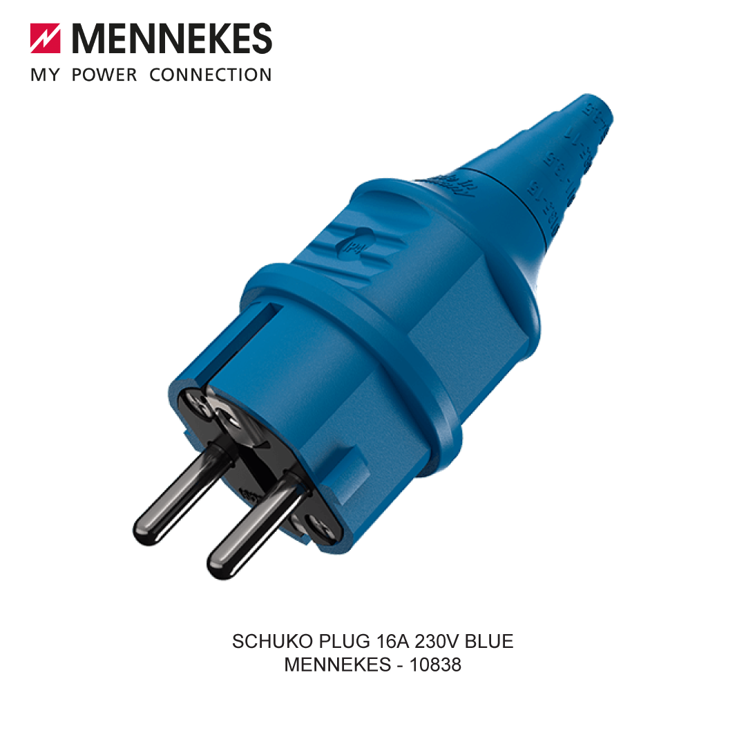 PLUG SCHUKO 16A 230V BLUE