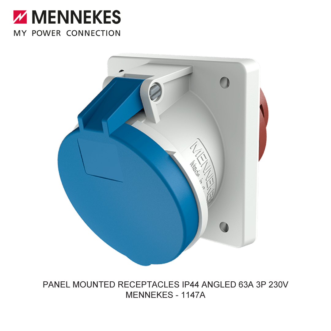 PANEL MOUNTED RECEPTACLES IP44 ANGLED 63A 3P 230V