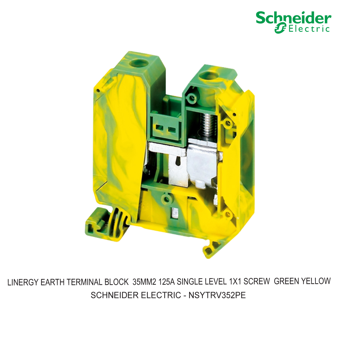 LINERGY EARTH TERMINAL BLOCK  35MM2 125A SINGLE LEVEL 1X1 SCREW  GREEN YELLOW