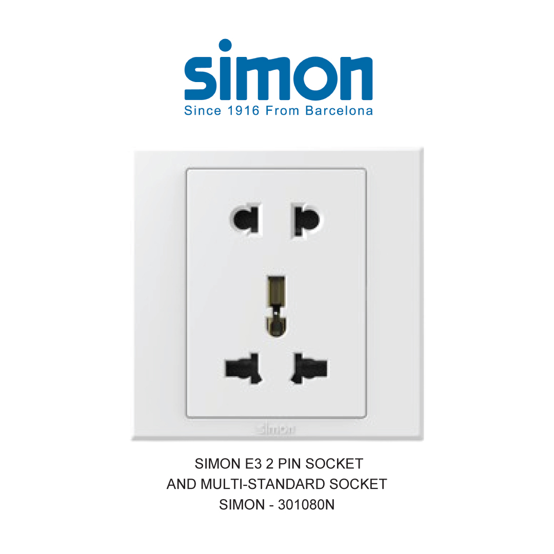 SIMON E3 STOP KONTAK 2 PIN DAN MULTI-STANDAR