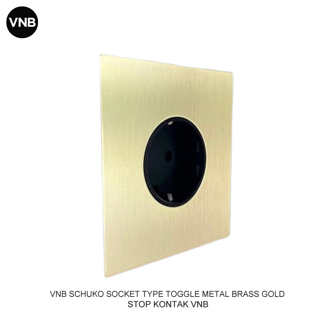 VNB STOP KONTAK SCHUKO TYPE TOGGLE METAL BRASS GOLD