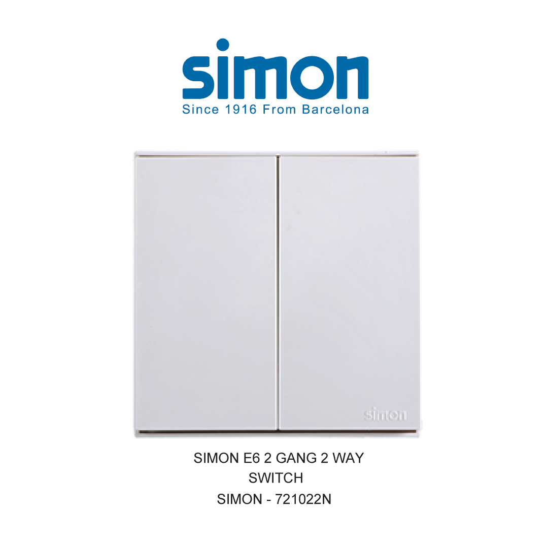 SIMON E6 SAKELAR 2 GANG 2 ARAH PUTIH