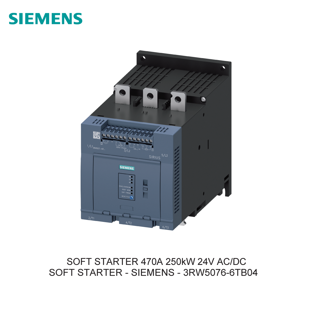 SOFT STARTER 470A 250KW 24V AC/DC 3RW5076-6TB04 SIEMENS
