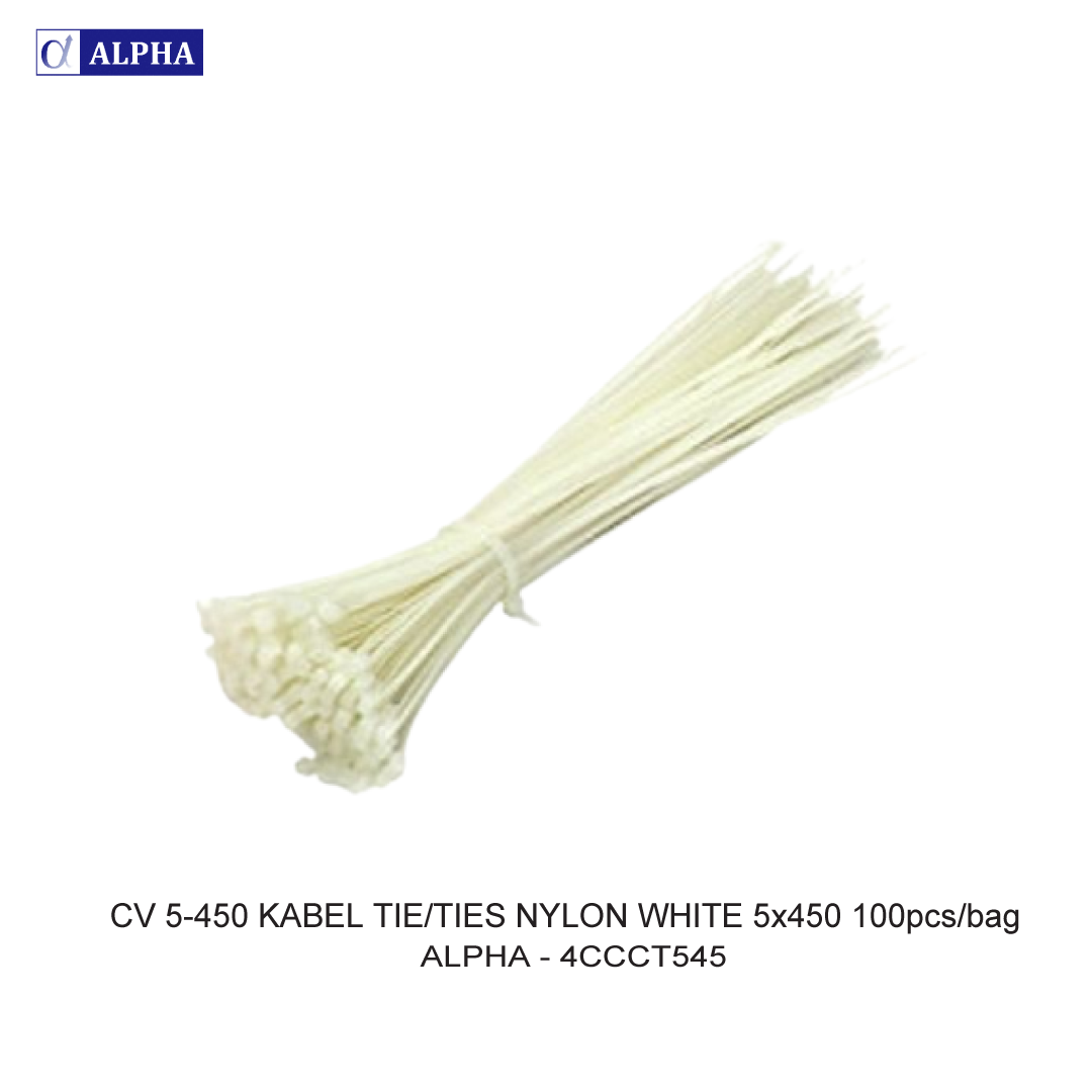 CV 5-450 KABEL TIE/TIES NYLON WHITE 5x450 100pcs/bag