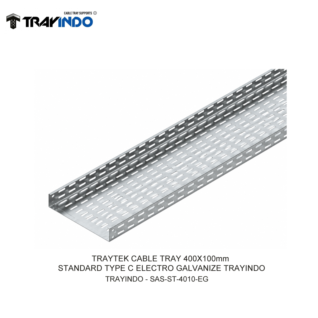 TRAYTEK CABLE TRAY 400X100mm STANDARD TYPE C ELECTRO GALVANIZE TRAYINDO
