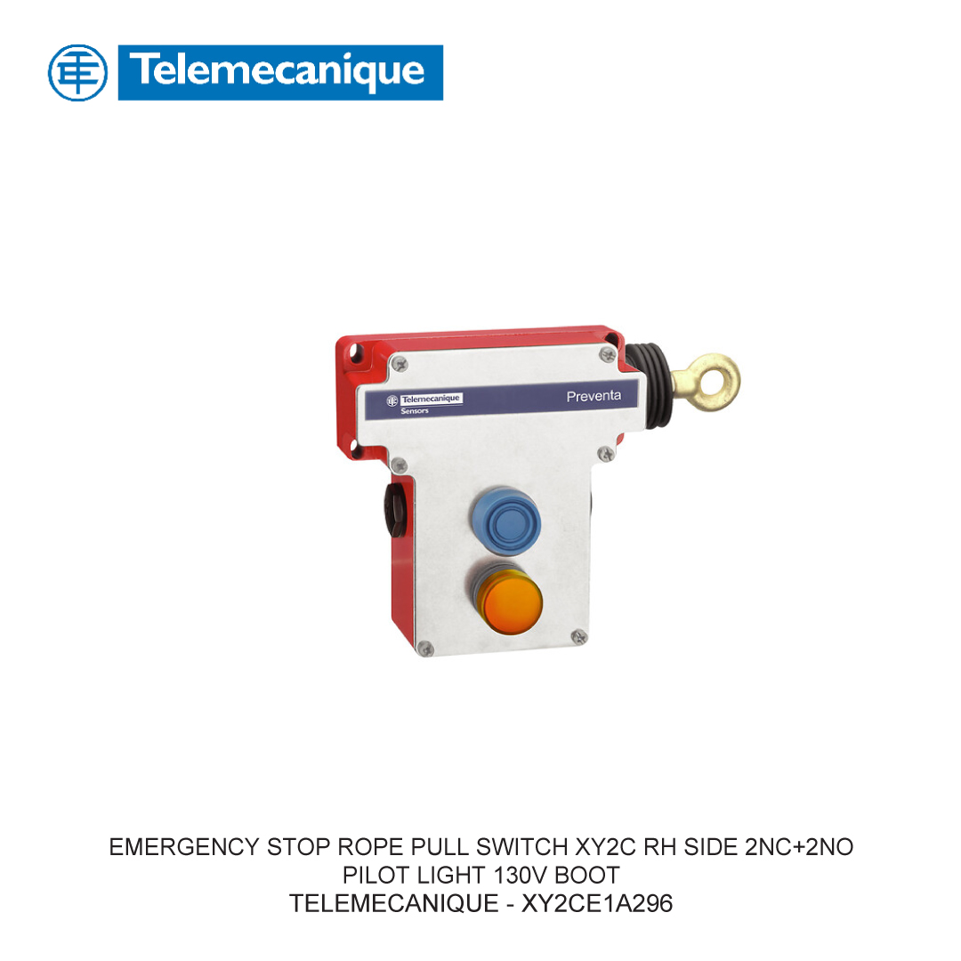 EMERGENCY STOP ROPE PULL SWITCH XY2C RH SIDE 2NC+2NO PILOT LIGHT 130V BOOT