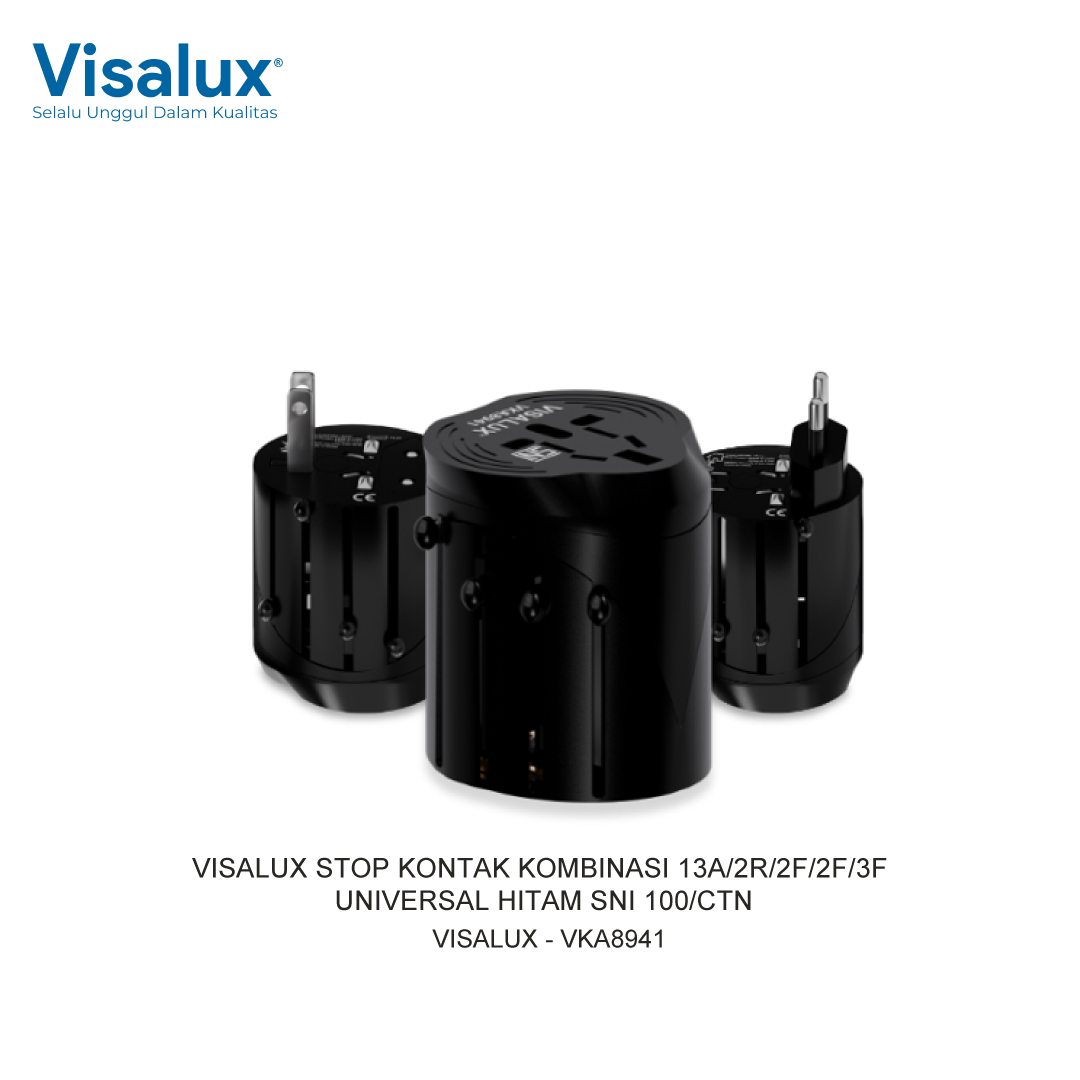 SOCKET COMBINATION 13A/2R/2F/2F/3F UNIVERSAL BLACK SNI 100/CTN VISALUX