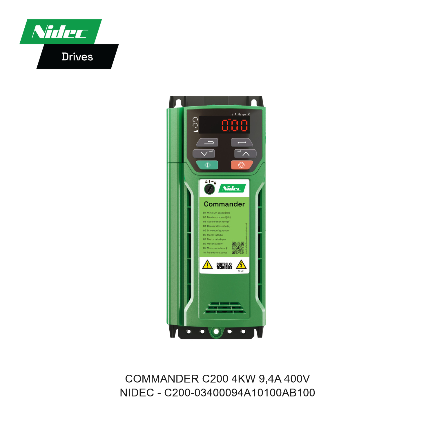 INVERTER COMMANDER C200 4KW 9,4A 400V C200-03400094A10100AB100 NIDEC CONTROL TECHNIQUES