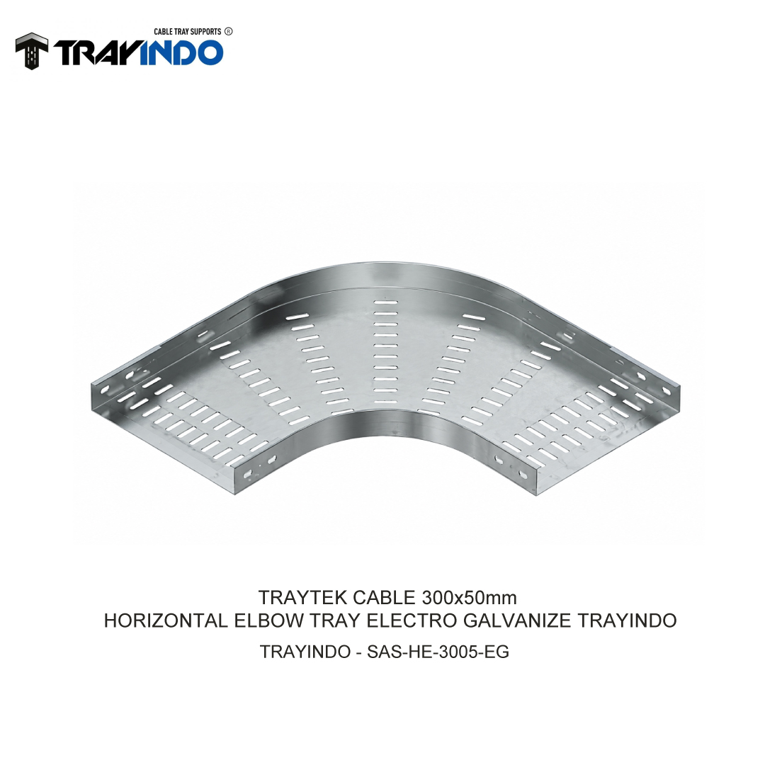 TRAYTEK CABLE 300x50mm HORIZONTAL ELBOW TRAY ELECTRO GALVANIZE TRAYINDO