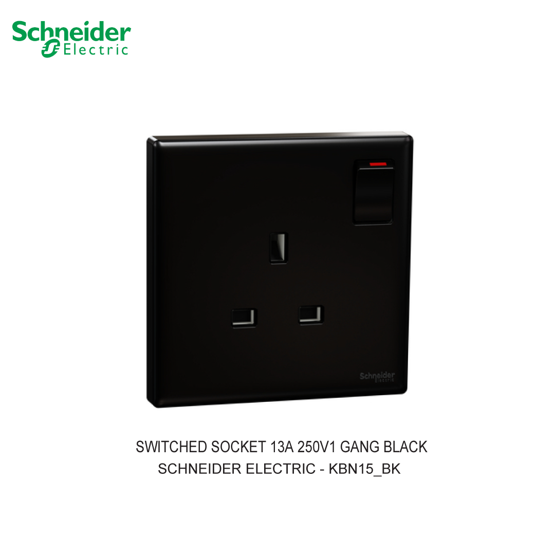 SWITCHED SOCKET 13A 250V1 GANG HITAM VIVACE E