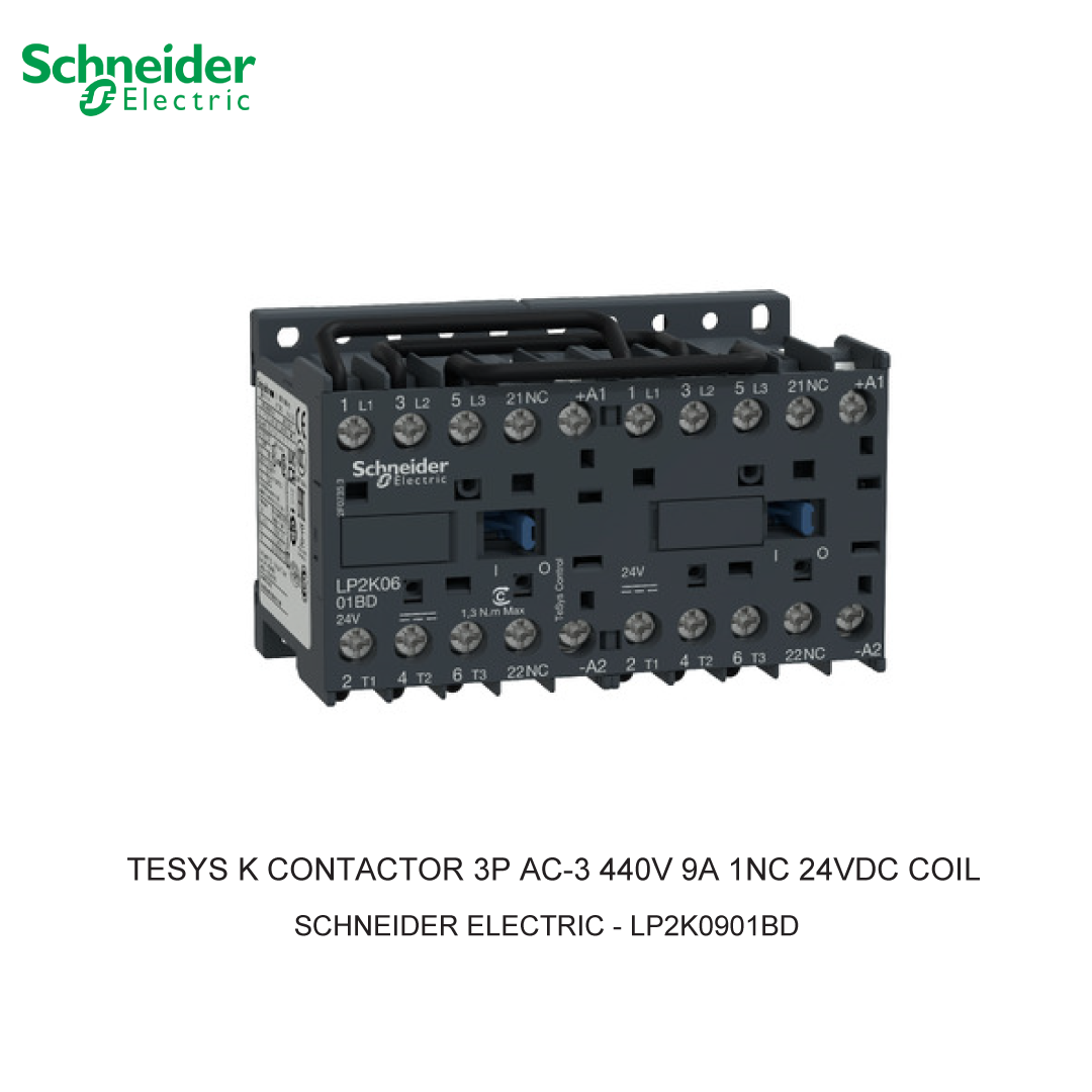 TESYS K CONTACTOR 3P AC-3 440V 9A 1NC 24VDC COIL