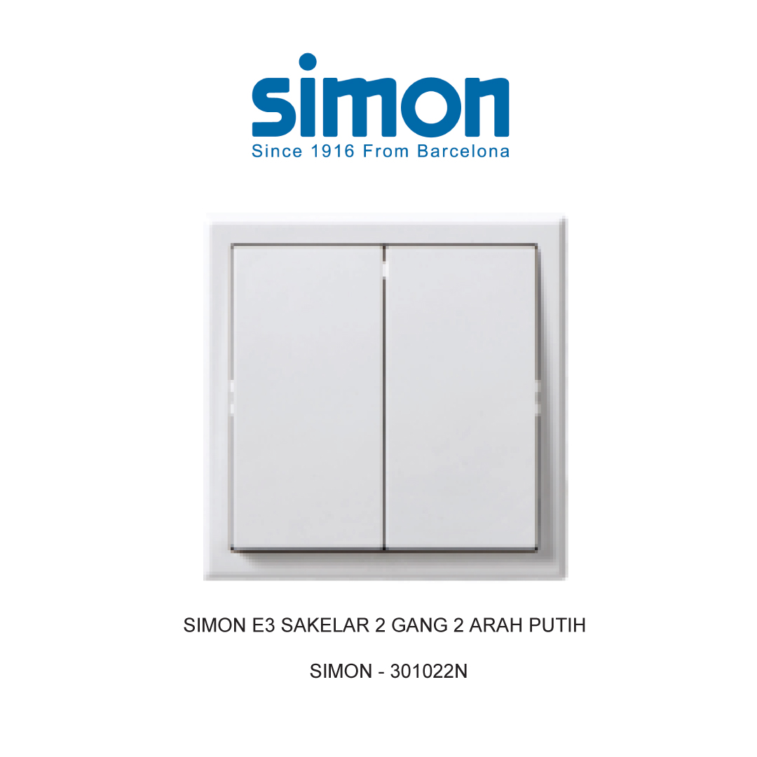 SIMON E3 SAKELAR 2 GANG 2 ARAH PUTIH