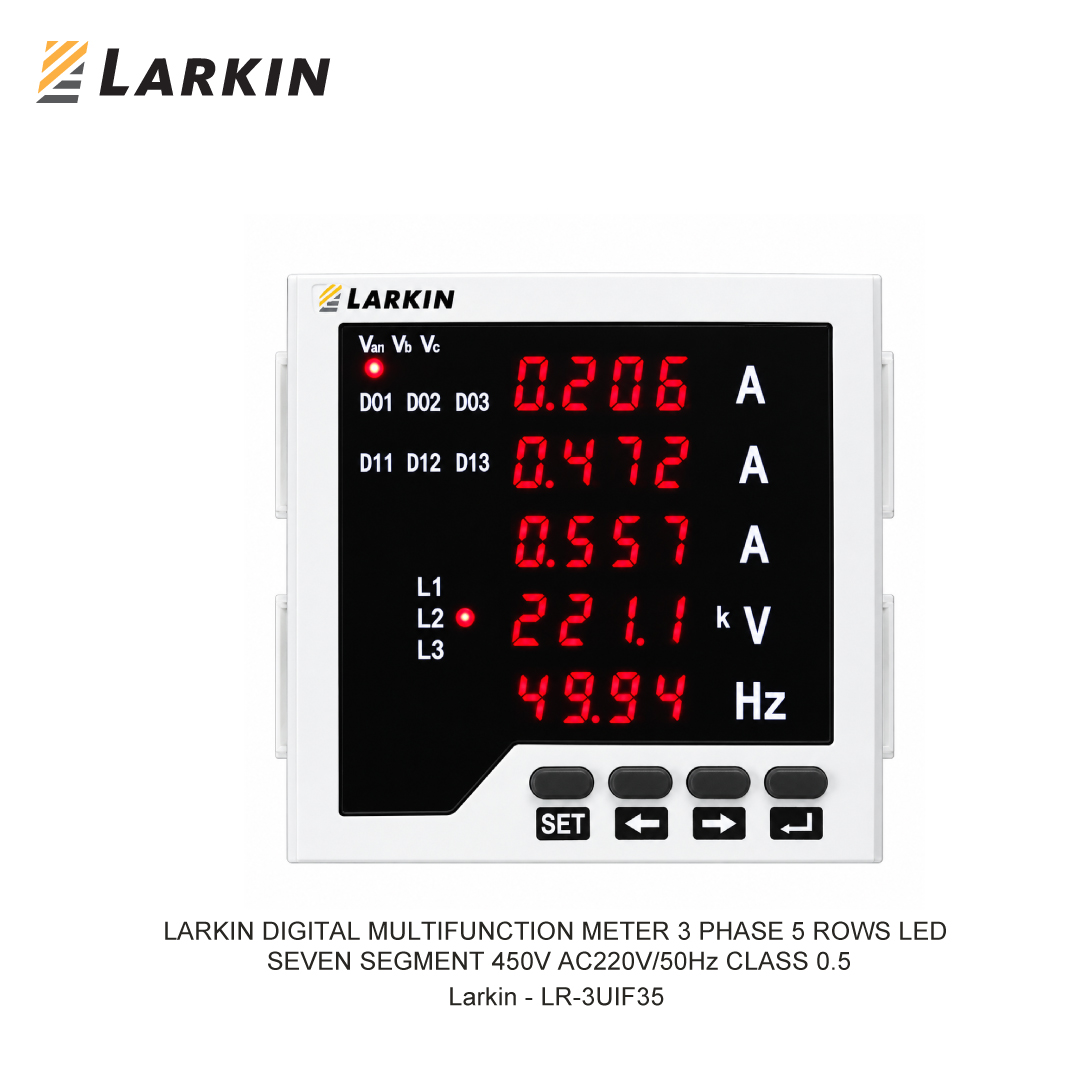 LARKIN DIGITAL MULTIFUNCTION METER 3 PHASE 5 ROWS LED SEVEN SEGMENT 450V AC220V/50Hz CLASS 0.5