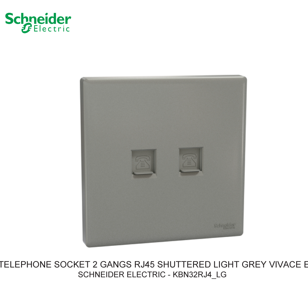 TELEPHONE SOCKET 2 GANGS RJ45 SHUTTERED LIGHT GREY VIVACE E
